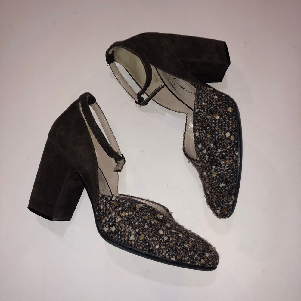 Robert Clergerie Suede & Boucle D'Orsay Pumps - Picture 3 of 5